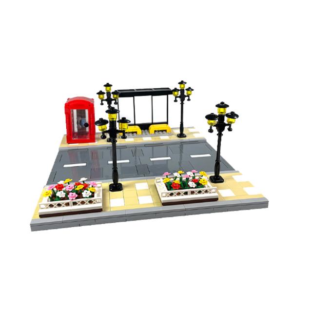 Pedestrian Bridge MOC Playthings Construction Bricks City Traffic Scene Street View Parts Blocks Traffic Motorway Works With City Bricksi