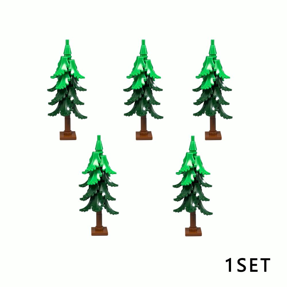 DIY Pine Tree Model Kit - Snowy Christmas Tree Street Forest Compatible with Building Blocks & Assemble Particles