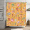 Summer Beach Shower Curtain with Colorful Accessories for Bathroom Decor Sunny Orange Print