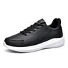 All-black sports men's shoes 2025 autumn and winter new leather waterproof and non-slip running shoes men's soft-soled casual shoes