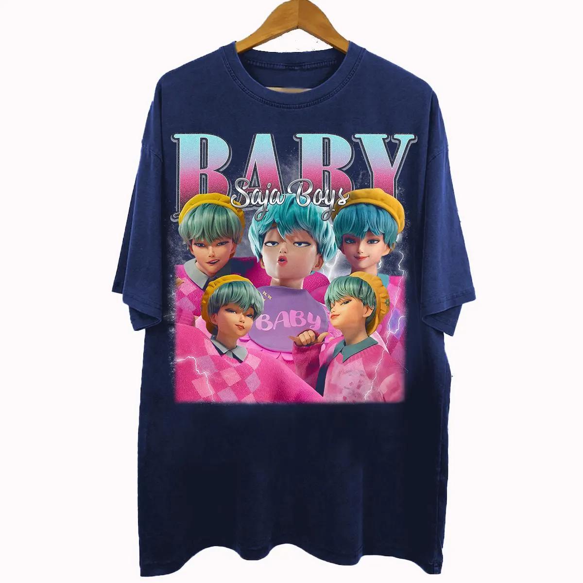 

Vintage 90s Bootleg Style Baby Saja Boys Kpop Demon Hunters T-shirt Kpop Demon Hunters Gifts For Man And Women Unisex T-shirt L