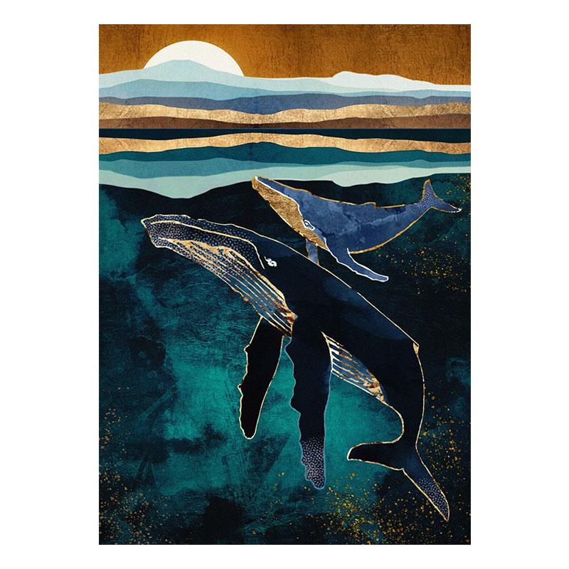 

Гора, море, лес, кит, абстрактный пейзаж, настенная живопись на холсте, плакаты на скандинавскую тему, принты, настенные панно для декора гостиной 60x80cm No Frame