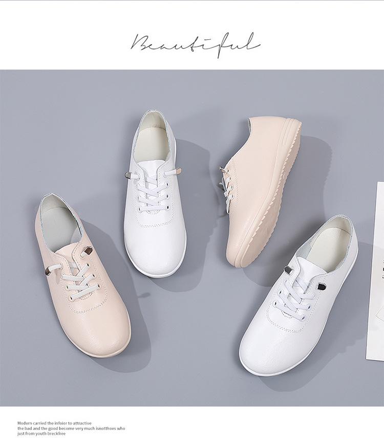 Mocasin de primăvară/toamnă pentru femei - Pantofi casual din piele cu talpă moale, albi (Marimea 41)