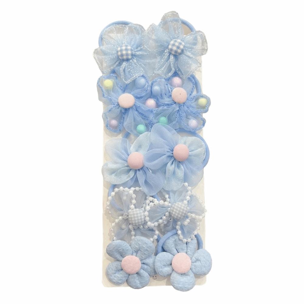 10pcs Colorful Children's Headband Set No Harm High Elastic Hair Rope Flower Hair Ties  Daily Use