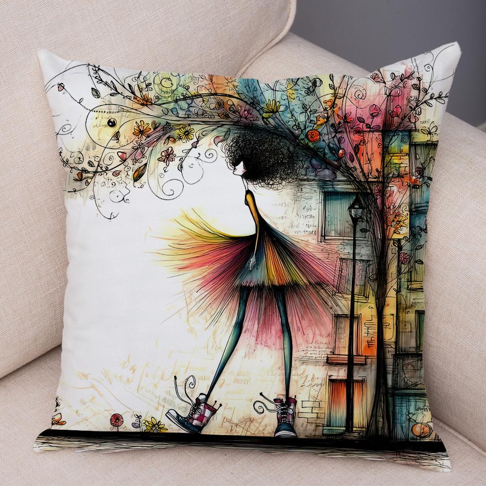 Nordic Style Geometric Women Cushion Cover Decor Cartoon Children Soft Plush Pillow Case 45X45Cm Pillowcase For Sofa Home Car