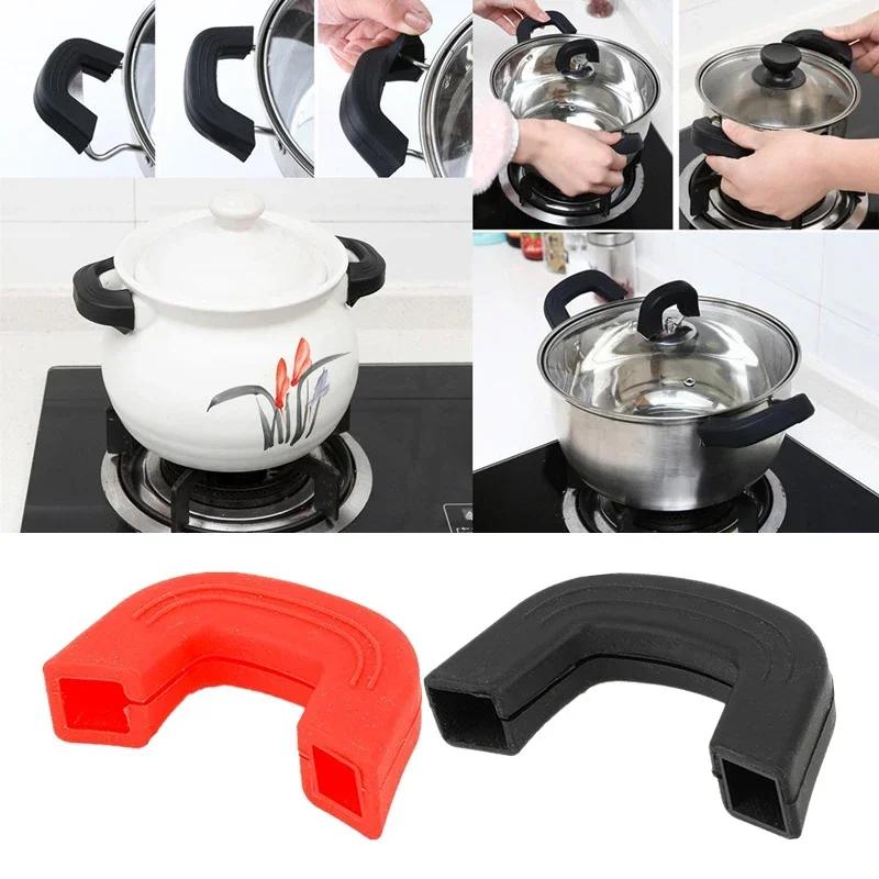 1Pcs Silicone Anti-Scald Pot Handle Protectors Non-Slip Pot Clip Sleeves Heat Resistant Oven Gloves Kitchen Cookware Holders