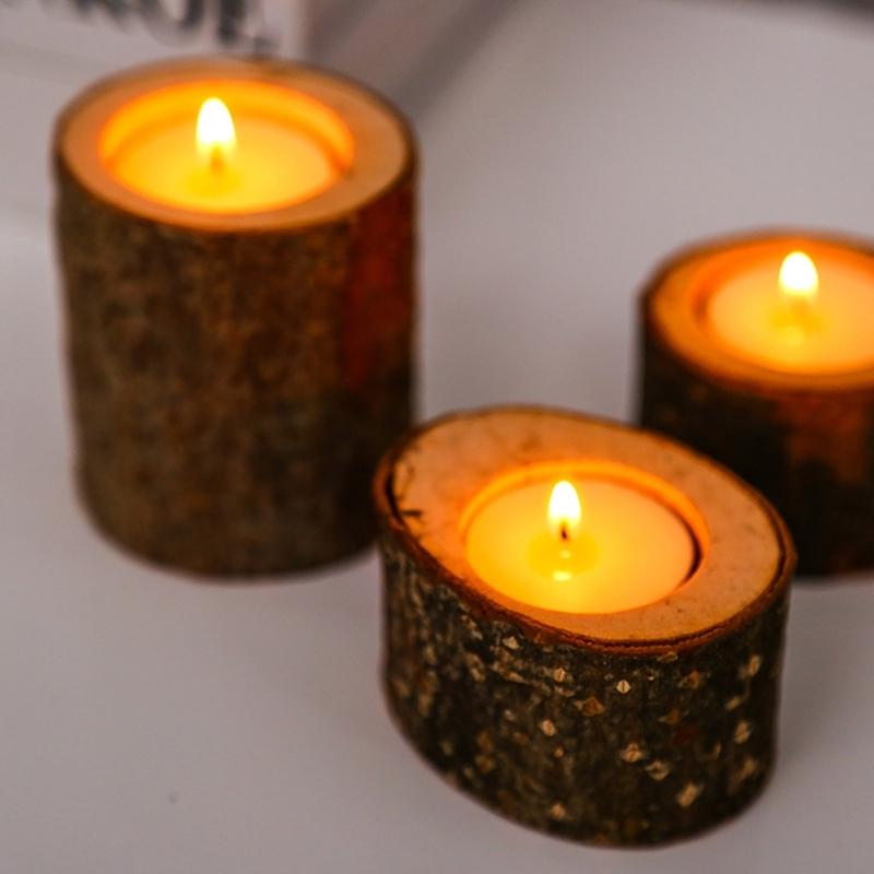 Candle Holder Wood Color Candle Stand Table Decoration Valentine's Day Wedding Home Decor Aesthetics 3PCS