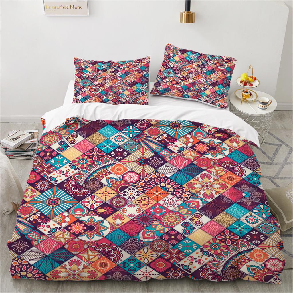 Set de lenjerie de pat colorat Set confortabil Imprimat 3D Set husă de plapumă Față de pernă din fibră ultra-fină 2025 Nou en-gros