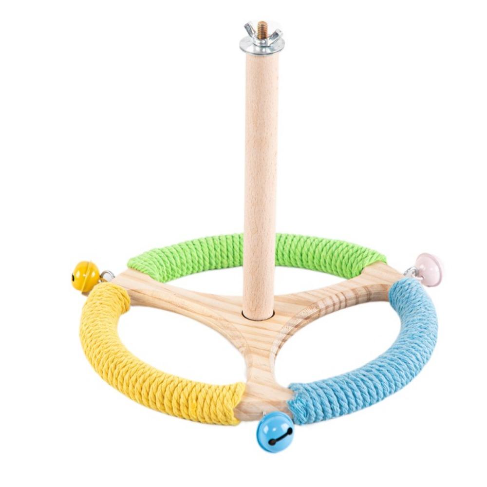 Solid Wood Wood Bird Training Stand Detachable Birds Grinding Perch Holder  Cockatoos