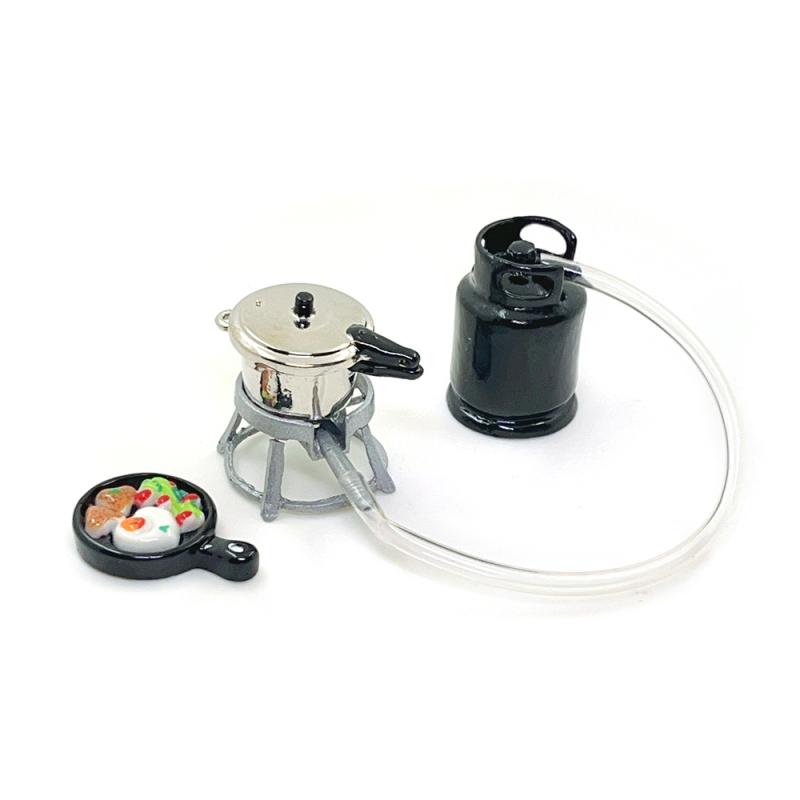 1:12 Dollhouse Kitchenware Collection Gas Stove Pressure Cooker Fried Egg Children Pretend Enjoy Toy Miniature