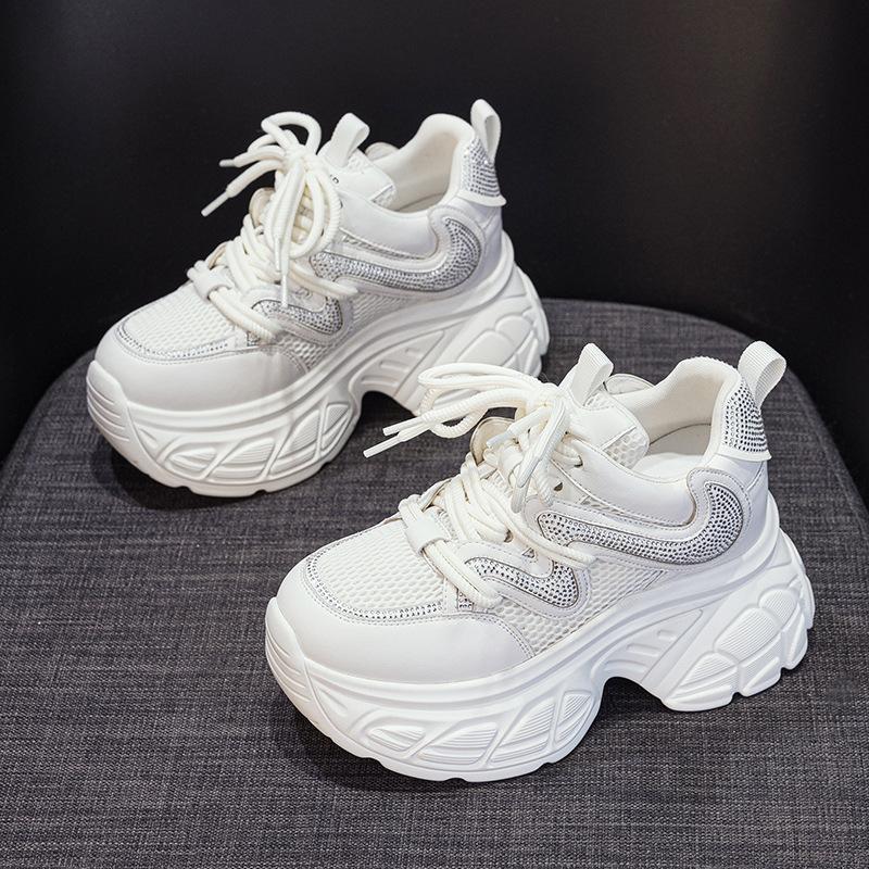 Dad shoes women's 2025 spring new Internet celebrity with thick sole inner height increase casual versatile fashion style lace-up women's shoes