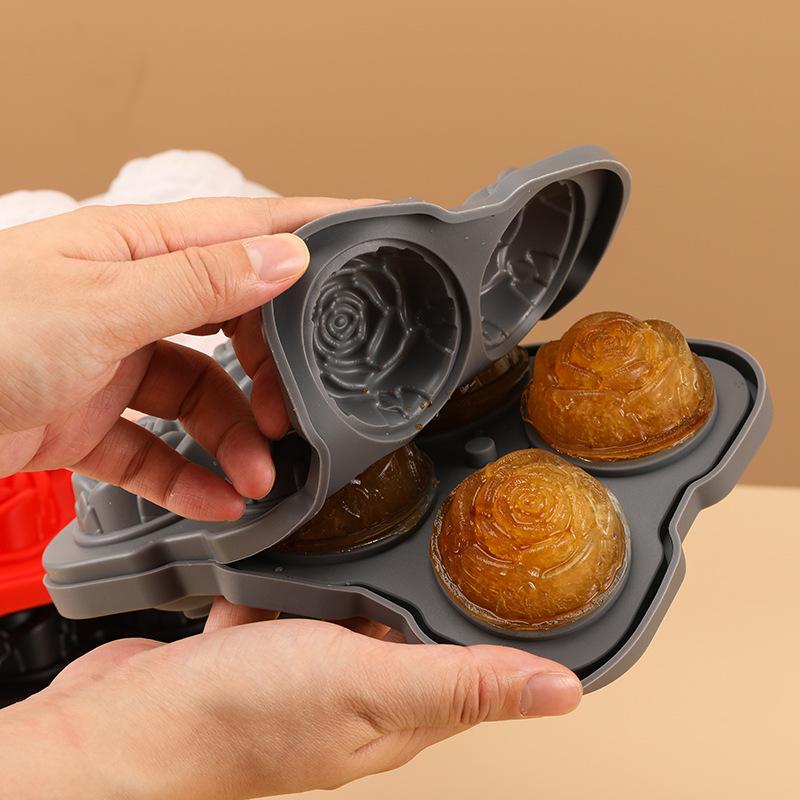 

JJTHNCR Rose Diamond Shape Ice Cube Mold Whisky Wine Cool Down Ice Maker Reusable Ice Cubes Tray Mold for Freezer with Lid