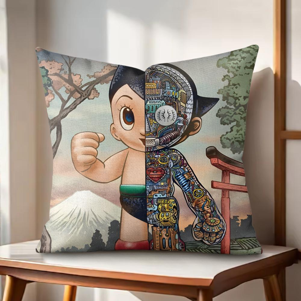 Anime Comic AAstro Boy Cushion Cover Natural Linen Organic Fabric DoubleSided Printing Couch Pillow Covers Home Decor