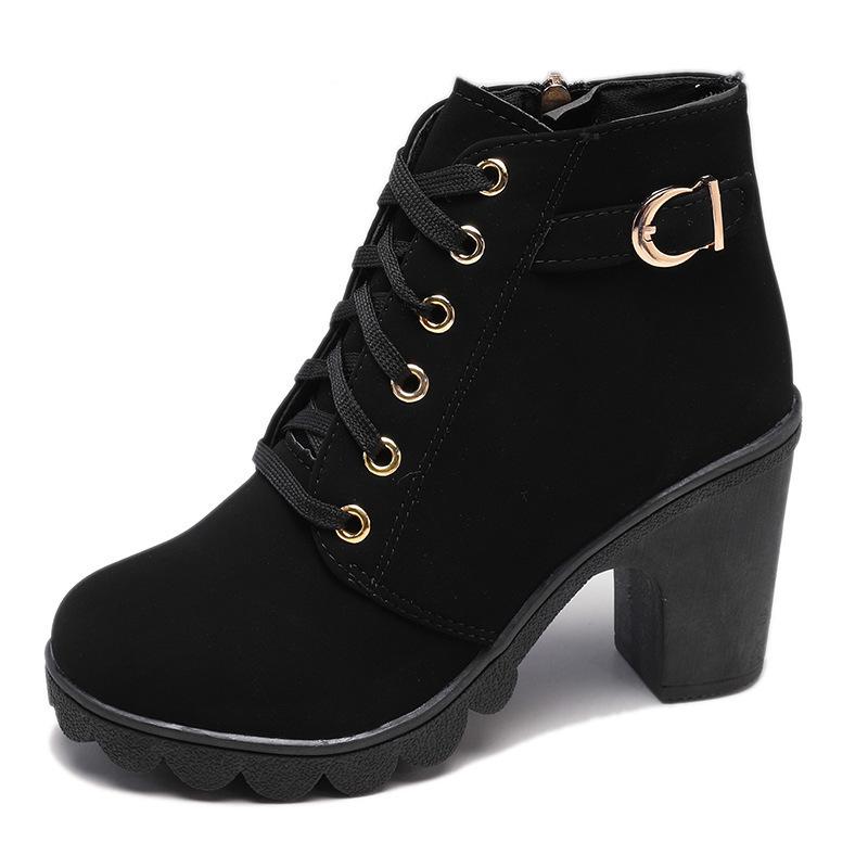 Plus Size 35-43 Winter Casual Women Pumps Warm Ankle Boots Waterproof High Heels Snow 2022 Shoes Botas Patent Botas Muje 35