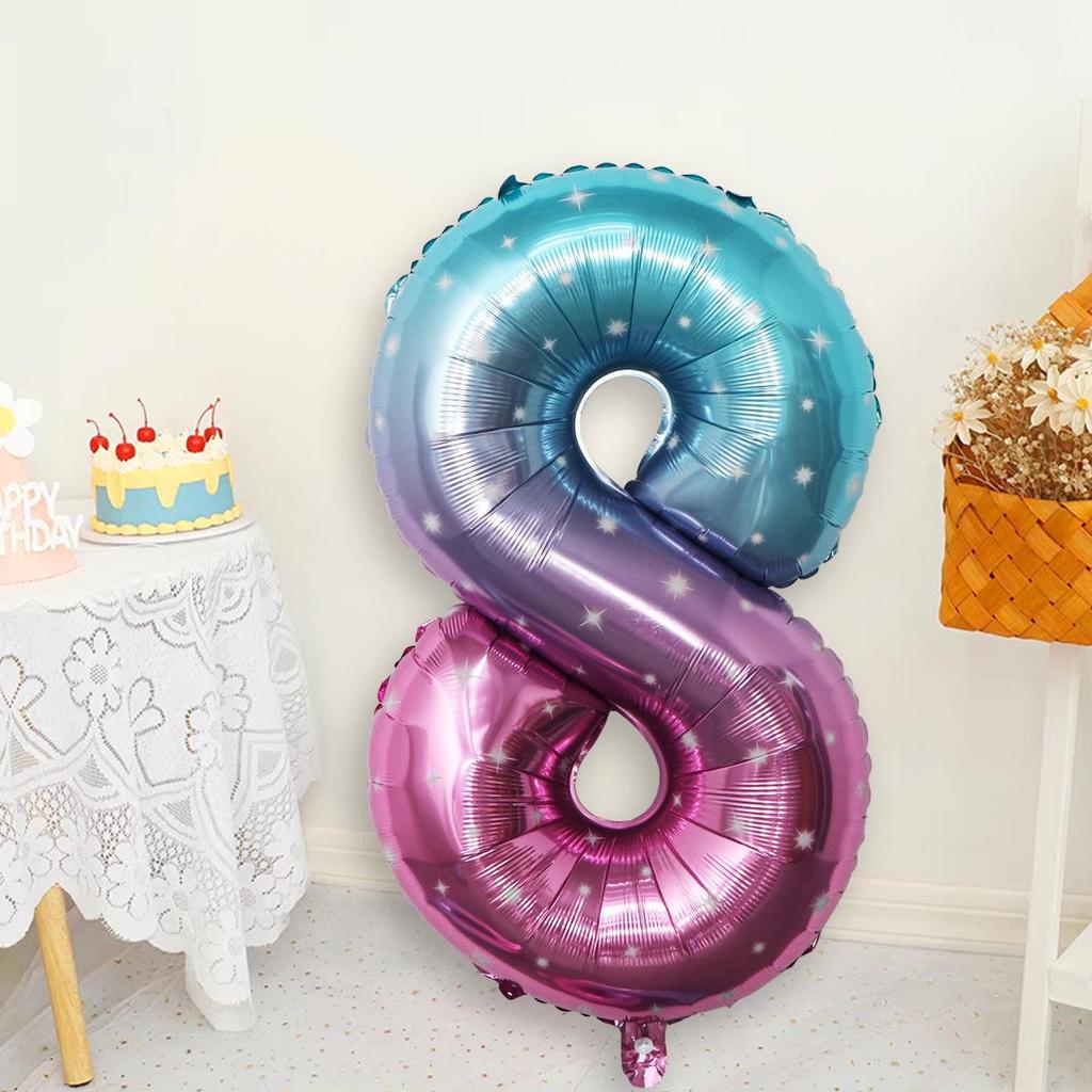 32-Inch Gradient Color Aluminum Foil Number Balloons - US Version