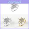 Fashion Geometric Adjustable Silver Snowflake Ring For Women Gift For Holiday