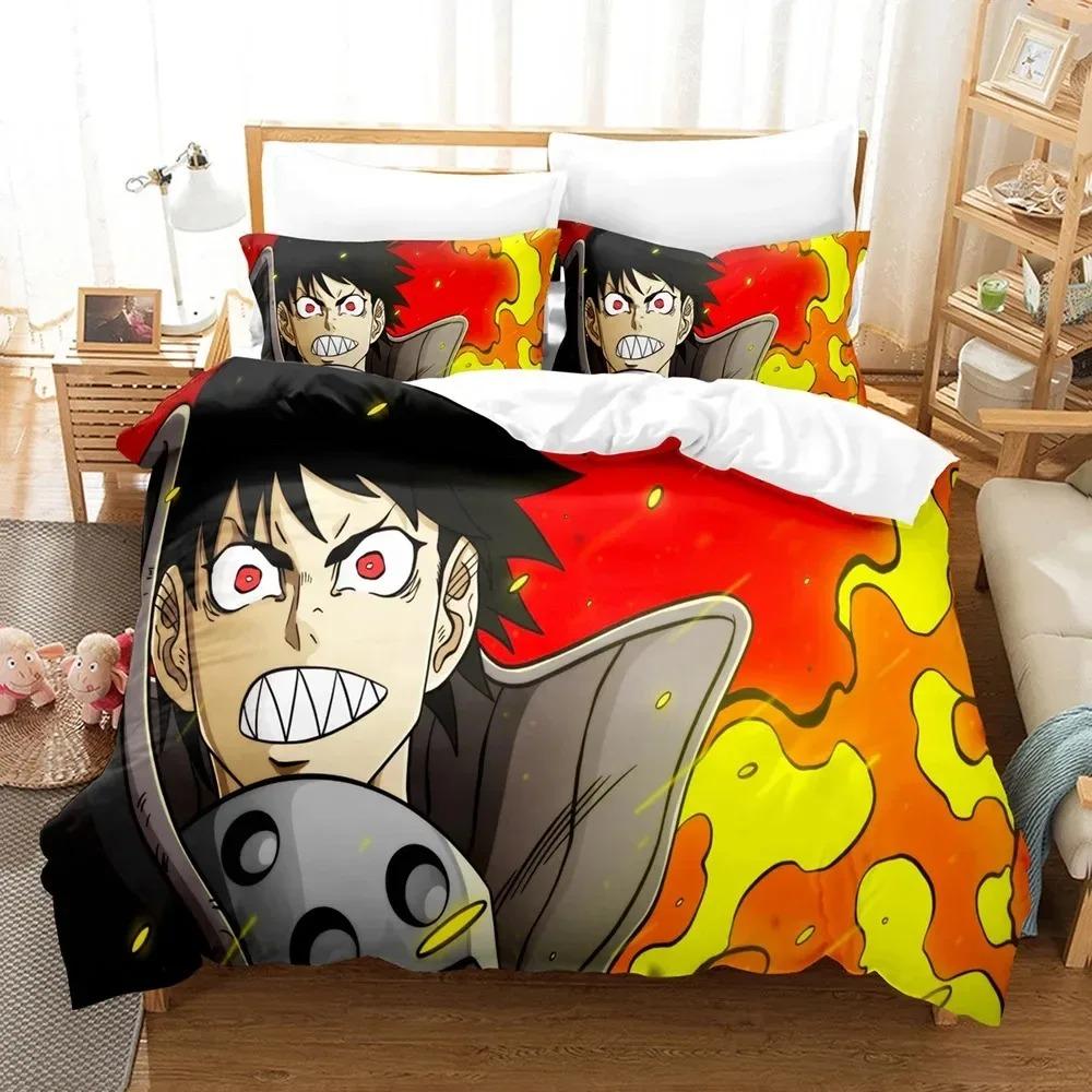 Fire Force Bedding Set Quilt Cover Twin Full Queen King Size With Pillowcases Anime Bed Set Aldult Boys Bedroom Decor Gift