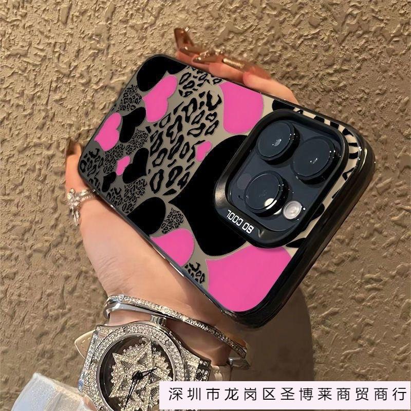 Leopard print heart case compatible with iPhone 16 Pro Max case, iPhone 15 Pro 14 Fashion 13 Niche 12