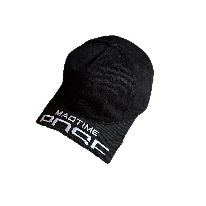 Madtime Letter Embroidery Cotton Cap With Wide Brim Outdoor Sun Gift Protection