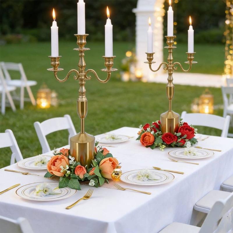 Artificial Rose Flower Candle Wreath Valentine's Day Candle Stand Rings for Pillars Wine Bottle Wedding Decoration