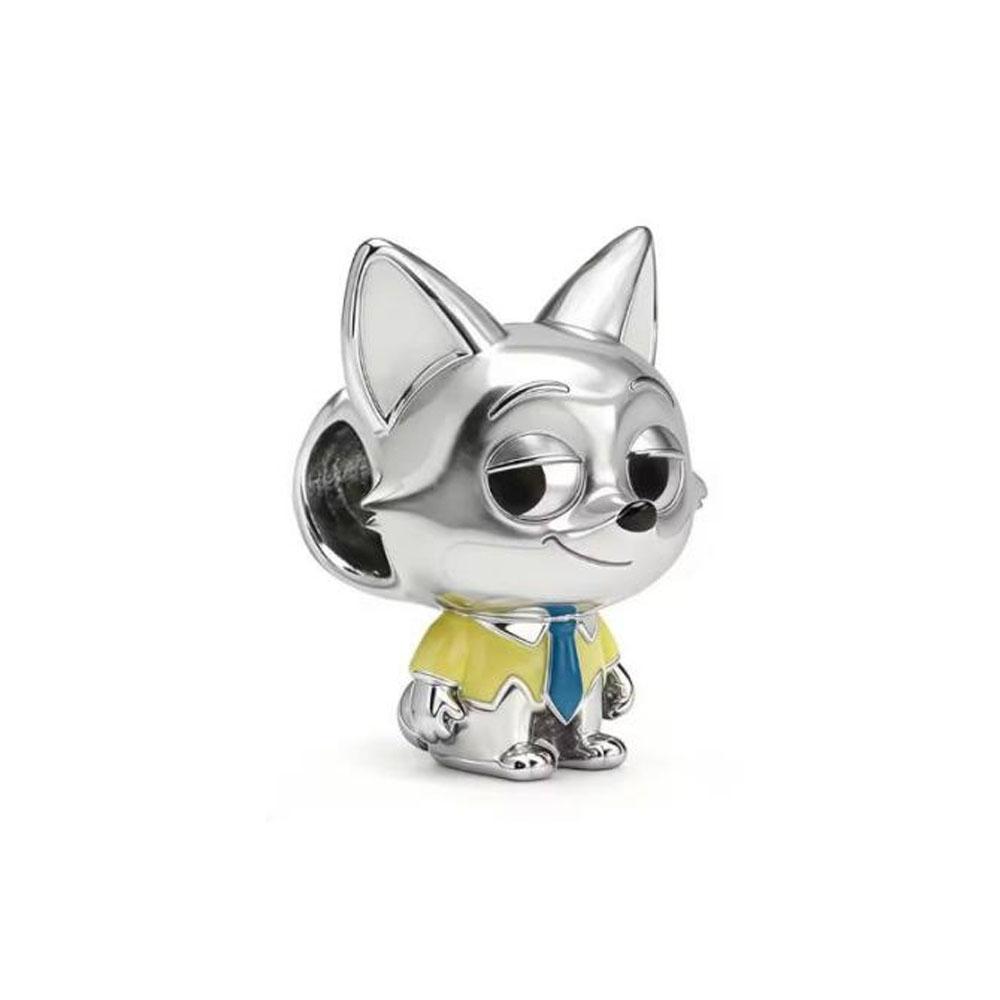 New Cute Blue Fox Rabbit Cartoon Necklace 925 Silver European Style Bracelet DIY Women's Charm Fashion Jewelry Gift