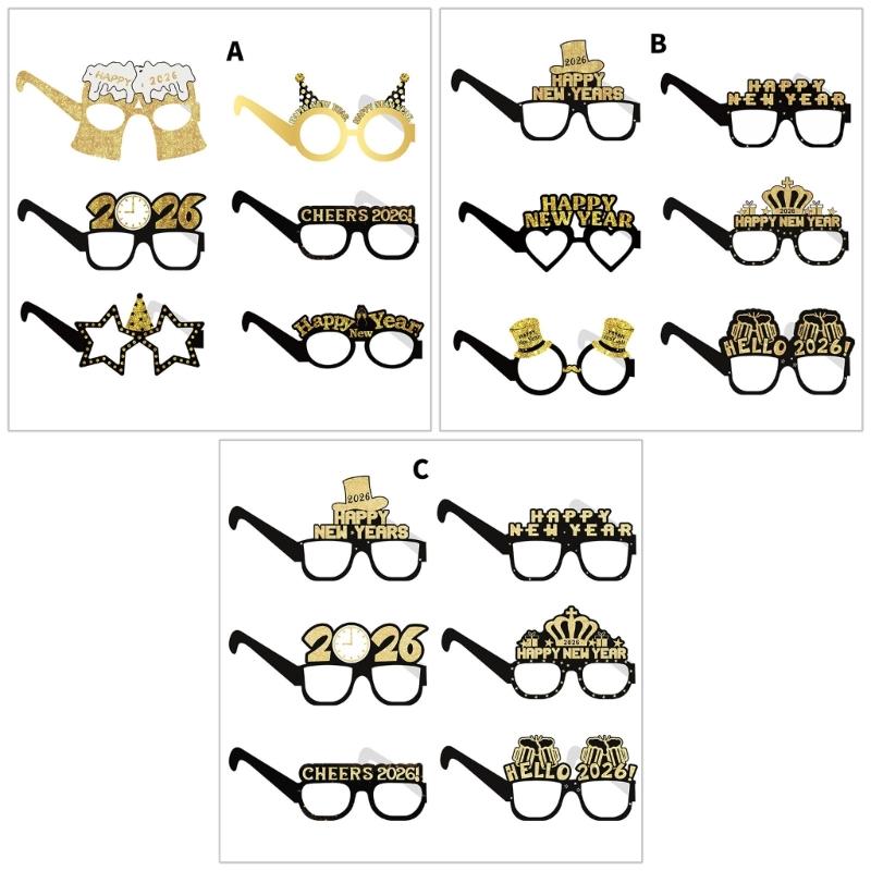 6PCS Paper Party Eyewear With Strong Structure Costume Accessories For 2026 New Year Dances And Outdoor Gatherings