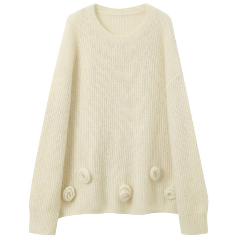 Sancai 2025 Winter Loose Floral Knit Pullover Sweater