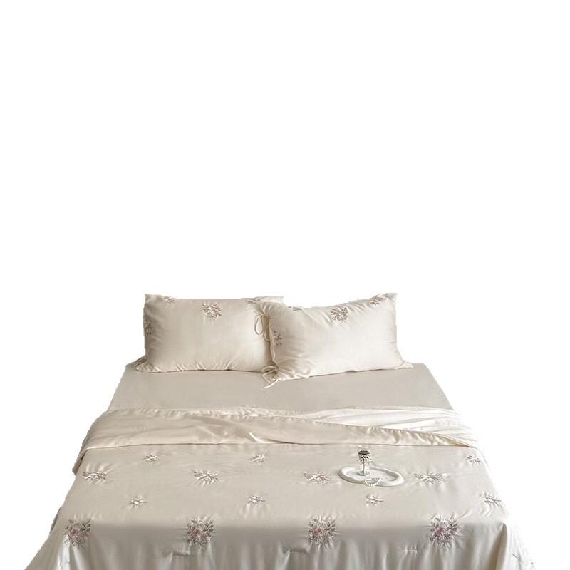 Brangdy Ice Silk Cooling Embroidered Rose Washable Thin Comforter