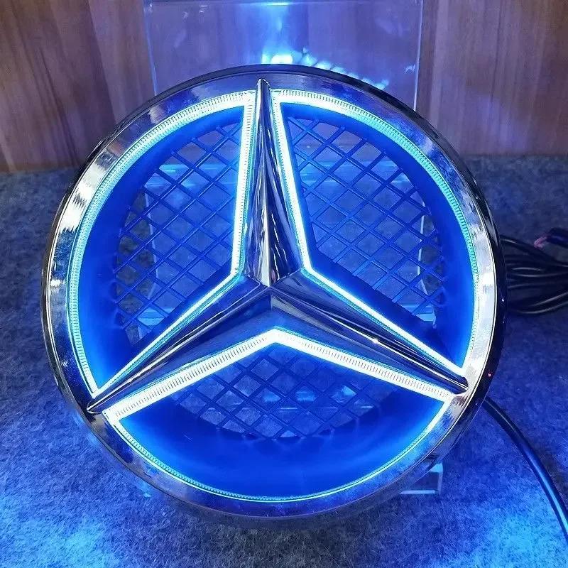 For Benz W20618.5cm Hollow style Car Front Grill Emblem With LED BASE For Mercedes Benz C CLASS W204 GLK W204 B W245 VITO W447 W463 V V260