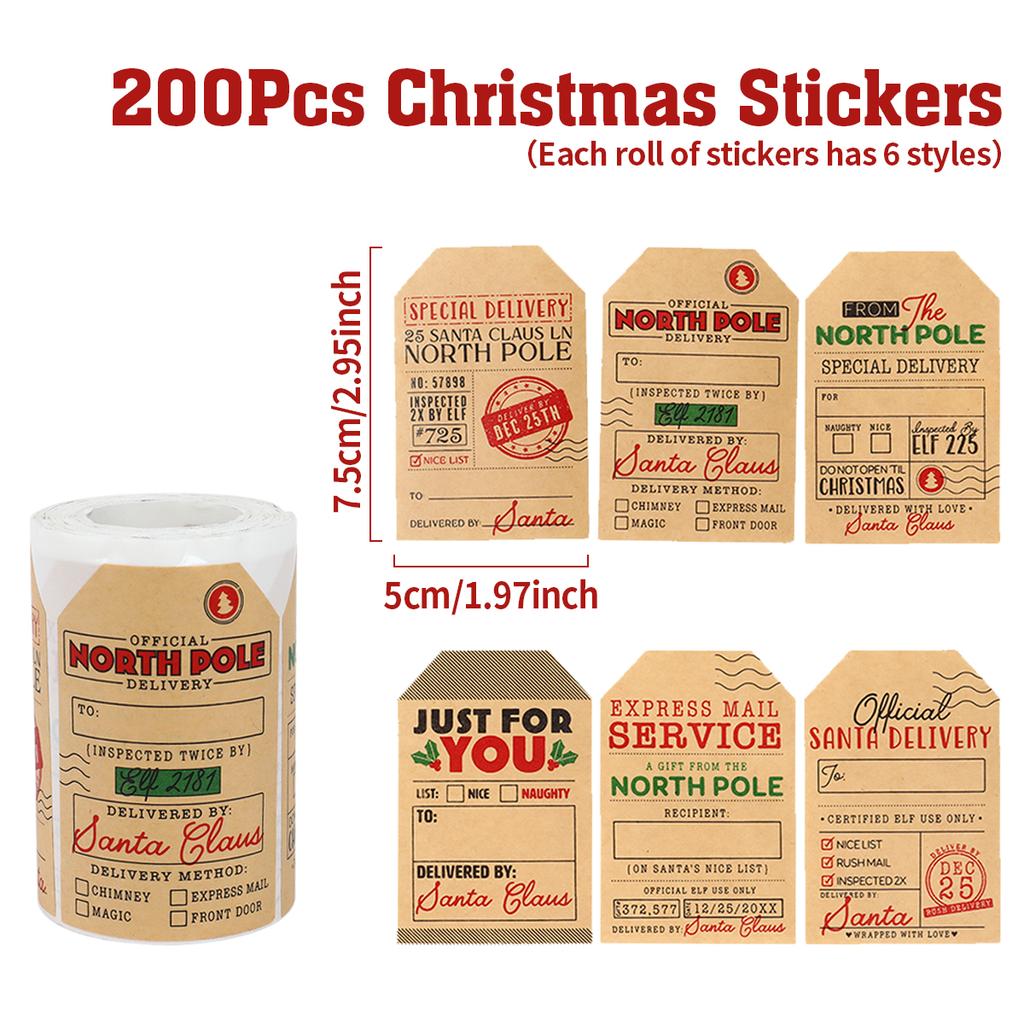 Merry Christmas Santa Round Sticker Christmas Decoration For Home 2026 Xmas Ornament Navidad Natal Noel Gift Happy New Year 2026