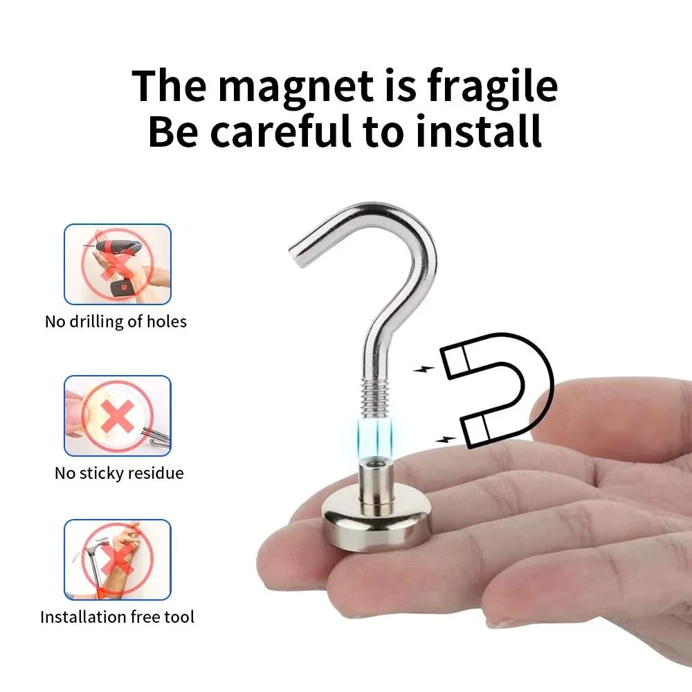 Magnetic Hook Neodymium Magnet Hooks Heavy Duty Wall Hooks Home Kitchen Bar Storage Organization