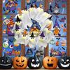 Ghost Wreath 12-LED Ghost Halloween Front Door Decoration Cute Scary Decor Home Party Decoration for Balcony Wall Lawn Patio