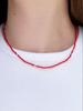 Leeenoir Red Beads Silver Ball Necklace