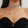 Elegant Shiny Rhinestone Long Tassel Necklace Online Influencer Hollow Clavicle Chain Anchor Accessories