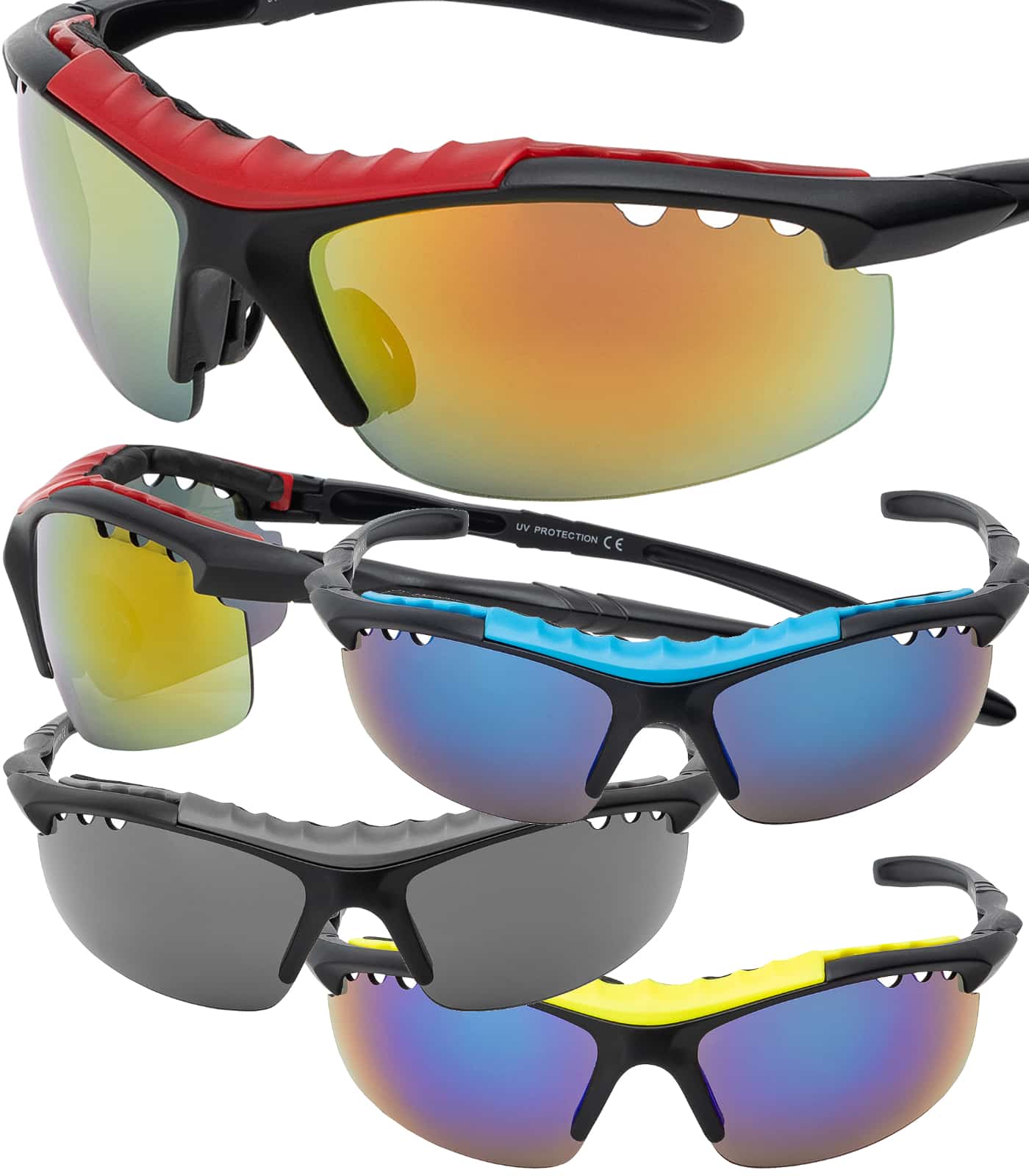 

Байкерські сонцезахисні окуляри в спортивній половині оправи One Size чорний