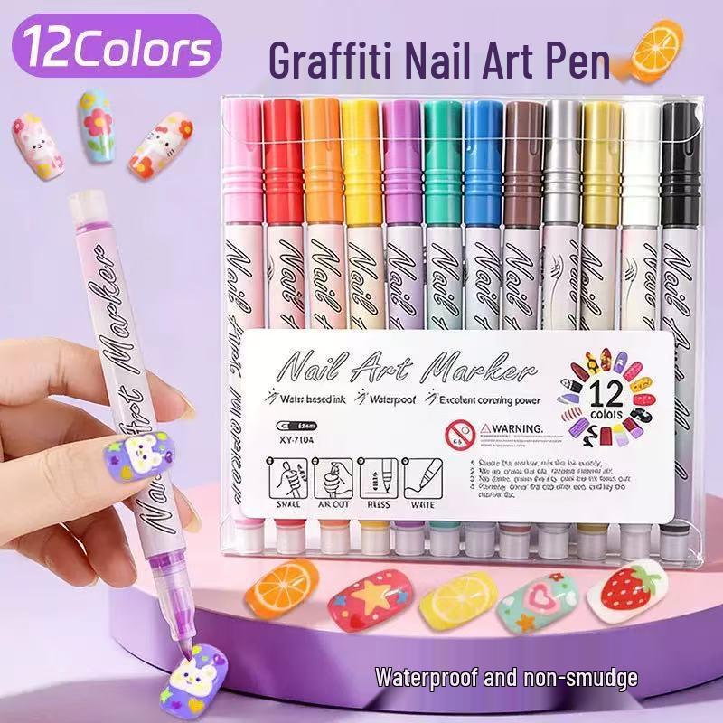 Quick-dry DIY Nail Art Graffiti Pen - Colorful Manicure Outlining & Painting