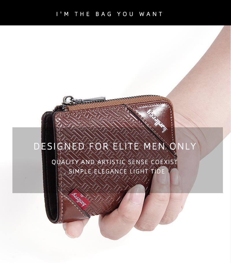 Baellerry Men's Short Zipper Wallet - Anti-Theft, Anti-Demagnetization, Credit Card & Money Clip