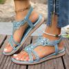 New Crystal Wedge Gladiator Sandals Women Summer Elastic Band Open Toe Sandals Plus Size Casual Beach Shoes for Woman