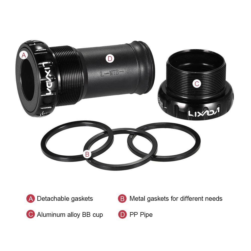 Lixada MTB Mountain Bike Bicycle Cycling Thread Type Bottom Bracket Aluminum Alloy 68mm/73mm BB Crank