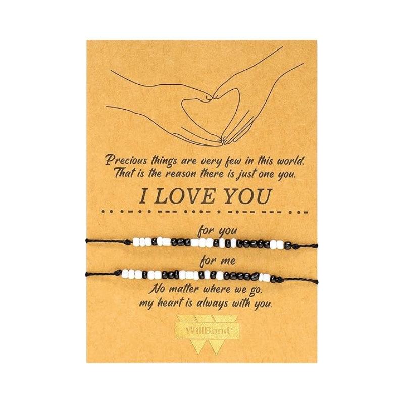 JYL TS Bracelet  Bohemian Morse Code Weave With Card Invokes Mystery & Connection