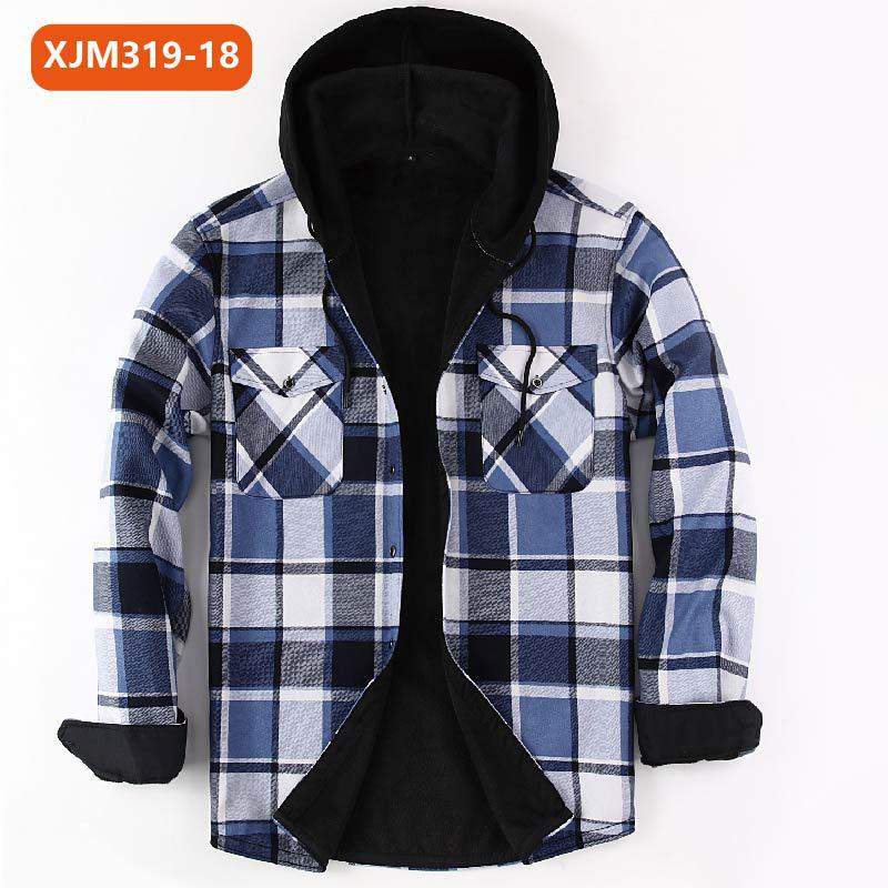 Camisa de Cuadros con Capucha y Capas para Hombre - Cálida Gruesa de Manga Larga para Otoño e Invierno