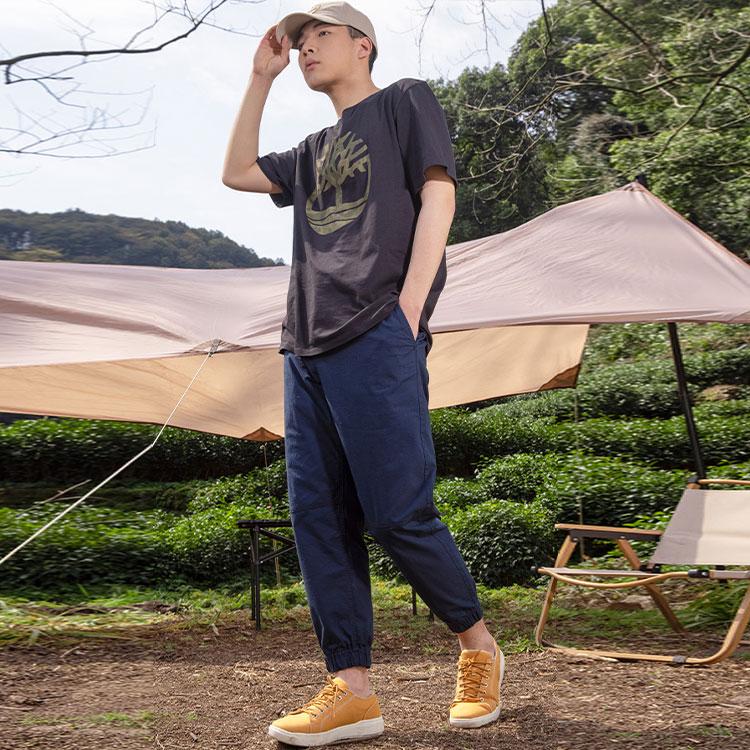 Timberland Pattern Fireworks Outdoor Comfortable Casual Crew Neck Pullover Short Sleeve Drop Shoulder T-Shirt Men T-Shirt Black A6DVK-001