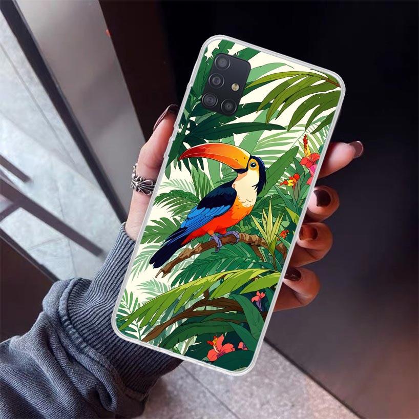 Tropical Toucan Phone Case For Samsung Galaxy A52 A51 A50S A32 A22 A12 A02S A72 A71 A31 A70 A30S Note 20 Ultra 10 Plus S10 Galax