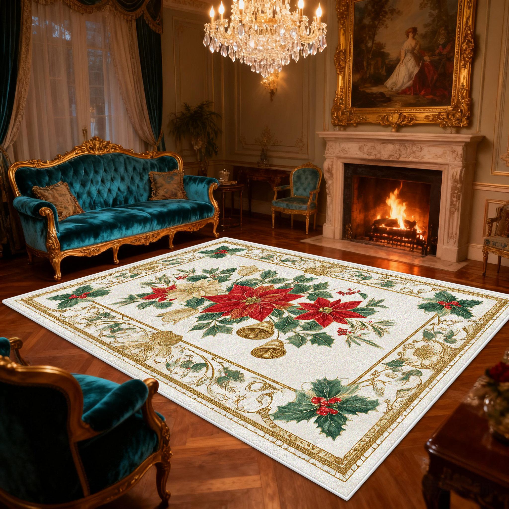 

Retro Floral Carpet Home Living Room European Style Decoration Large Area Rugs Cloakroom Bedroom Non-slip Floor Mat Customizable 60x90cm