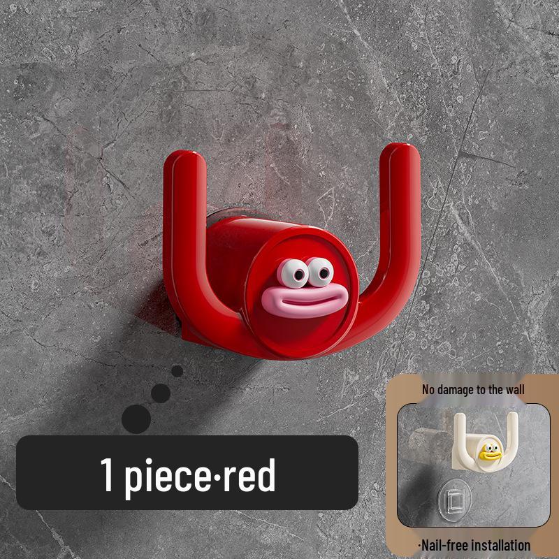 

Cartoon Sausage Mouth Wall-Mounted Bathroom Slipper Rack - Punch-Free Behind-the-Door Hook Storage красный
