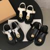 Fashion High-quality Women's Sandals 2025 Luxury Metal Buckle Fashion Design Platform Women's Shoes Summer Casual Outdoor Beach Sandals
