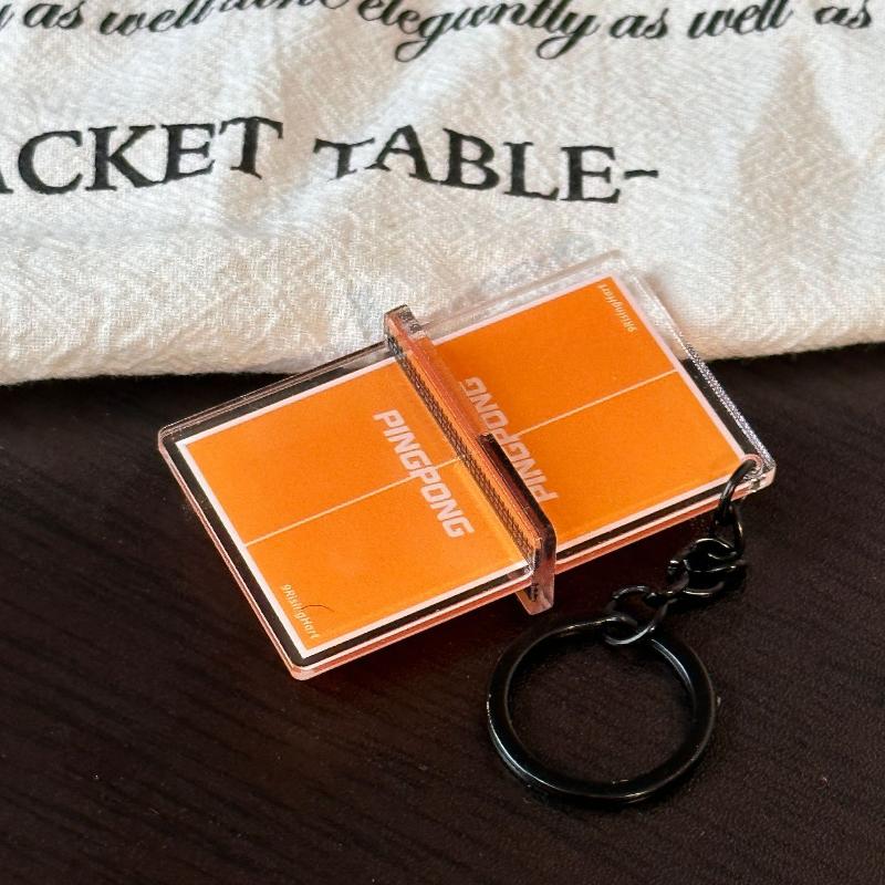 Acrylic Ping Pong Table Keychain Double Sided Mini 3D Sports Keyring Bag Pendant Car Key Chains Souvenir Gift