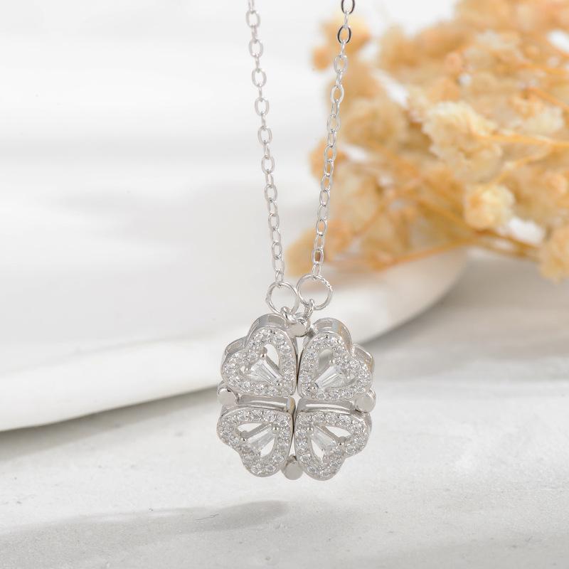 Sterling Silver S925 Heart Clover Necklace for Women - Versatile Fashion Design