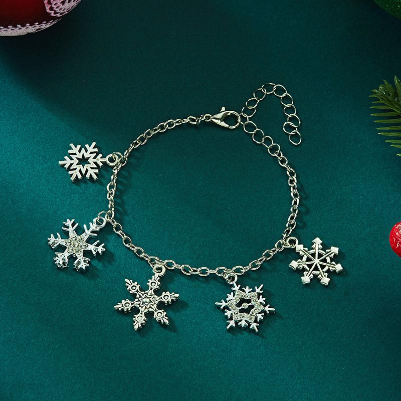 Julgransklockor Hänge Armband För Kvinnor Trendiga Älgar Snöflingor Gåvor Käpp Stjärna Zirkon Kedja Festival Party Smycken Gåva