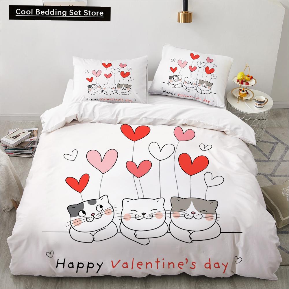 Animal Kitty King Queen Duvet Cover Lovely Pet Cat bedding set Cartoon Quilt Cover 2/3pcs Colorful Polyester Comforter Cover